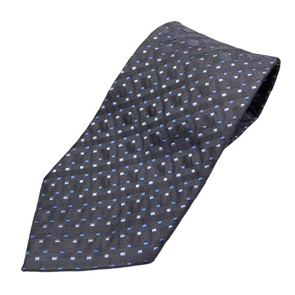 Vintage Giorgio Armani Mens Grey Blue 100% Silk Made In Italy Neck Tie - Picture 1 of 8